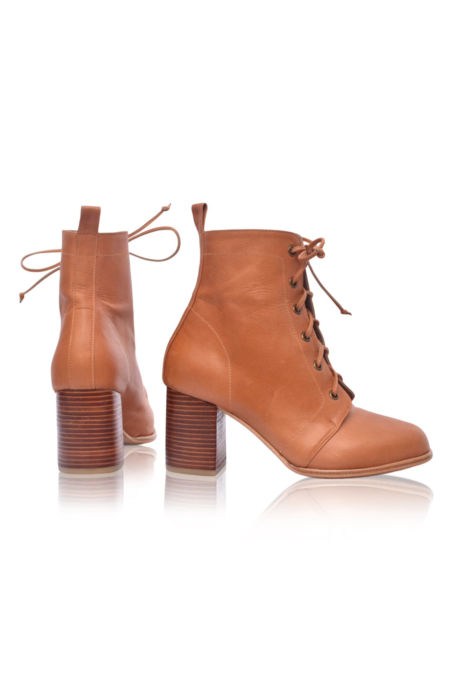 Giselle Lace-Up Leather Heel Booties-3
