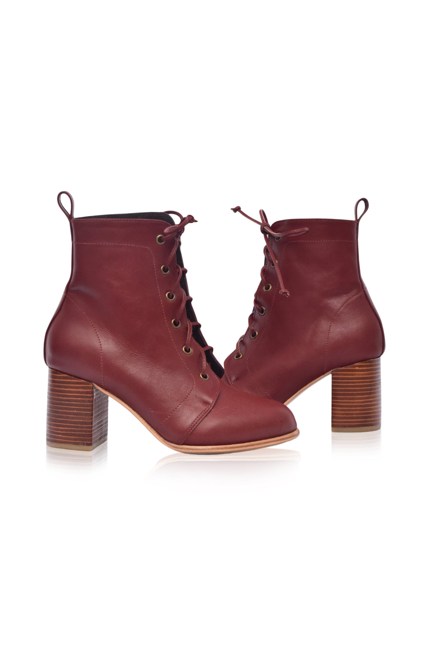 Giselle Lace-Up Leather Heel Booties-3
