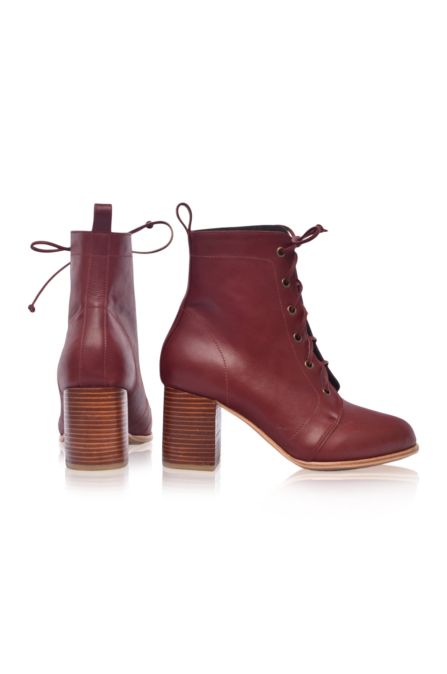 Giselle Lace-Up Leather Heel Booties-4