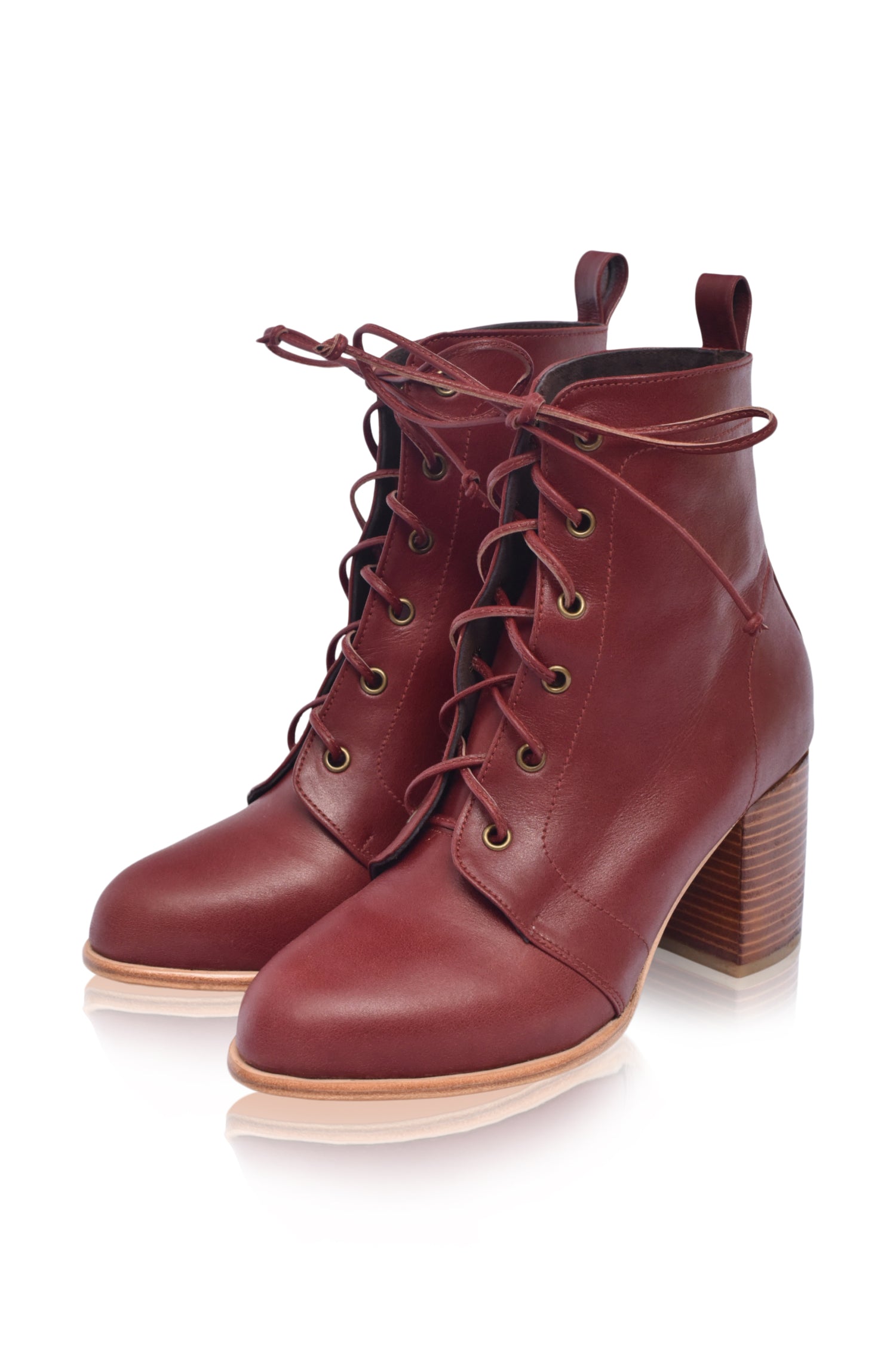 Giselle Lace-Up Leather Heel Booties-2