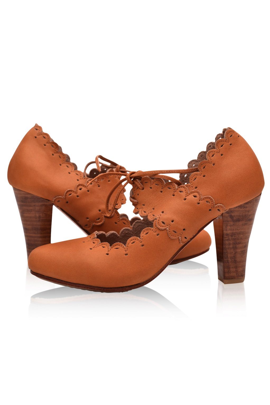 Paradise Bird Scalloped Leather Heels-1