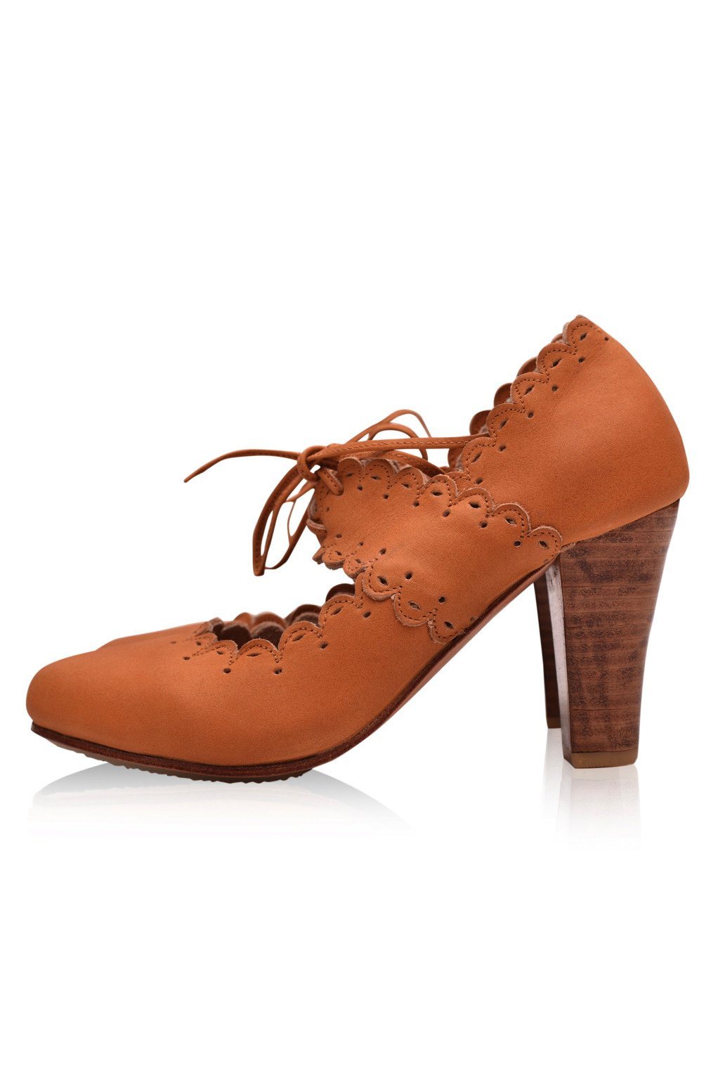 Paradise Bird Scalloped Leather Heels-5