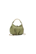 Green Faux Leather Top Handle Handbag with Knot Detail-0