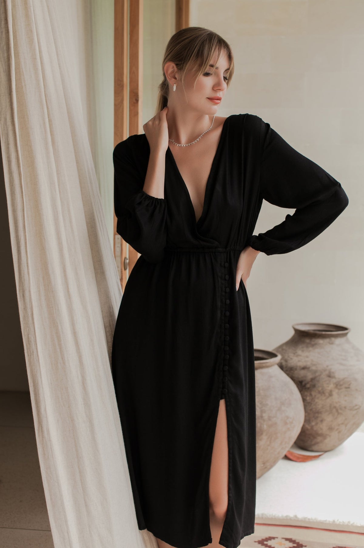 Greta Long Sleeve Midi Dress (Sale)-0
