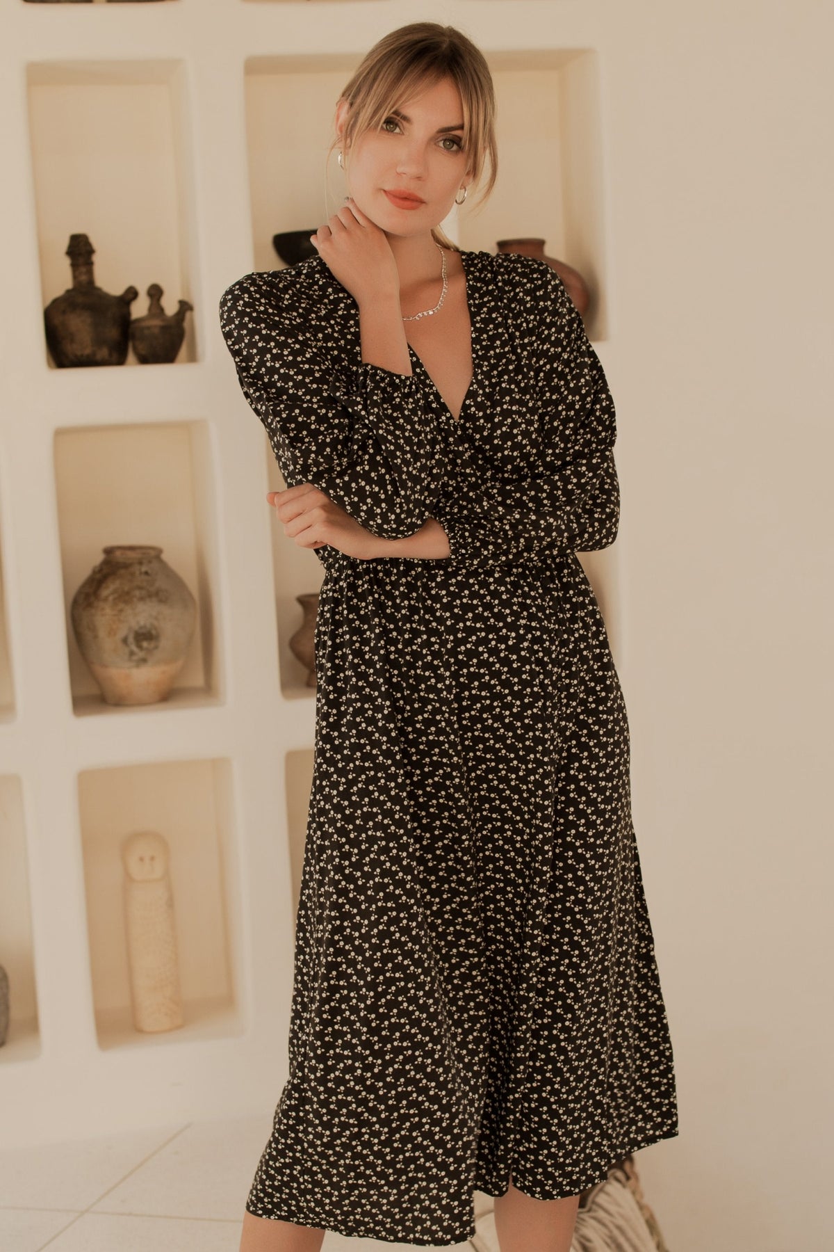 Greta Long Sleeve Midi Dress (Sale)-1