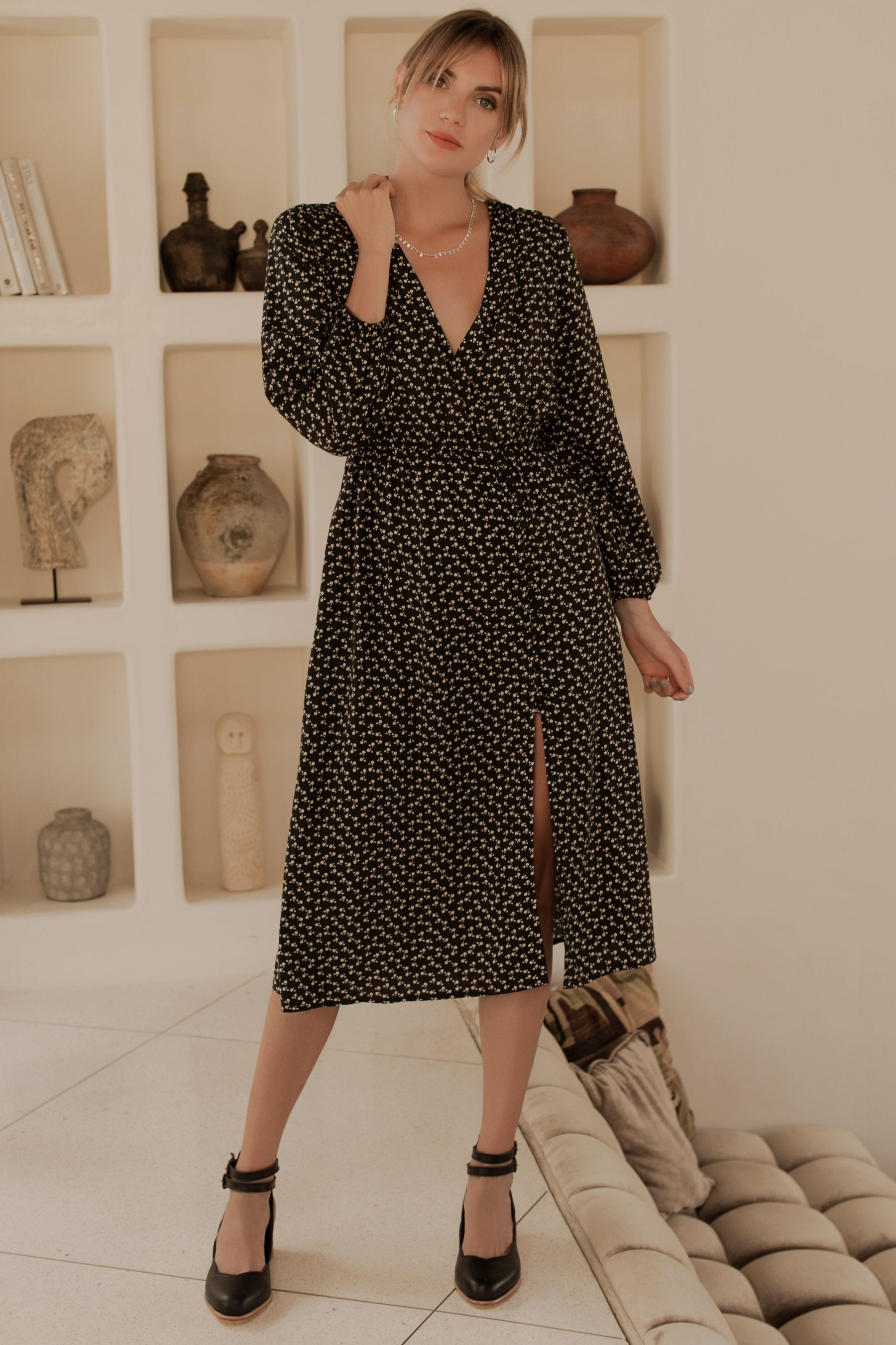 Greta Long Sleeve Midi Dress (Sale)-0