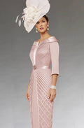 Off-shoulder weave detail overlay dress-3