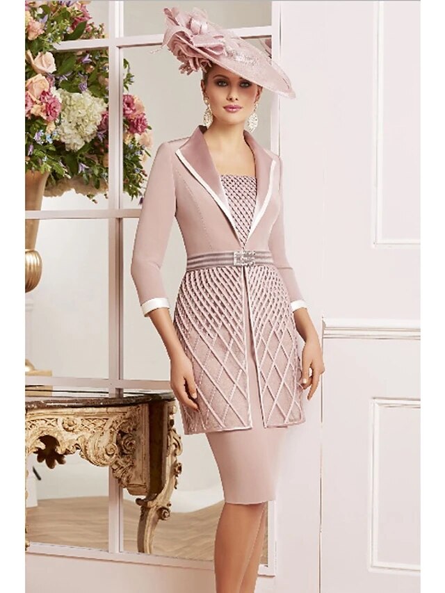Pale pink delicate weaved mother of the dress suit-1