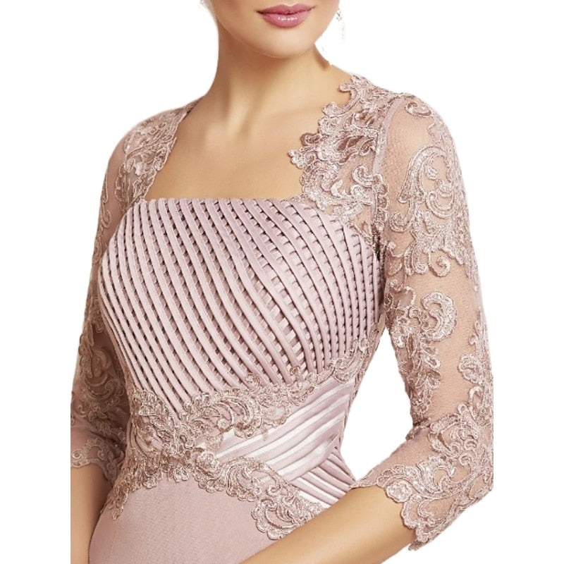 Pale pink delicate weaved mother of the dress suit-4