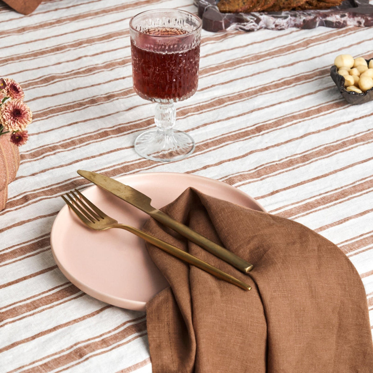 100% Linen Napkin Set Hazlenut-1