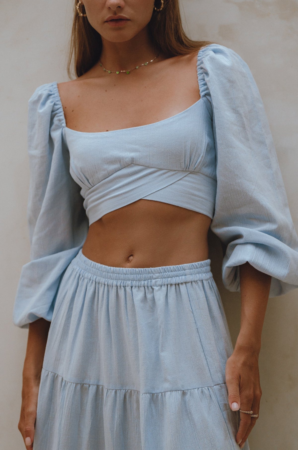 Helsa Long Sleeve Linen Top-1