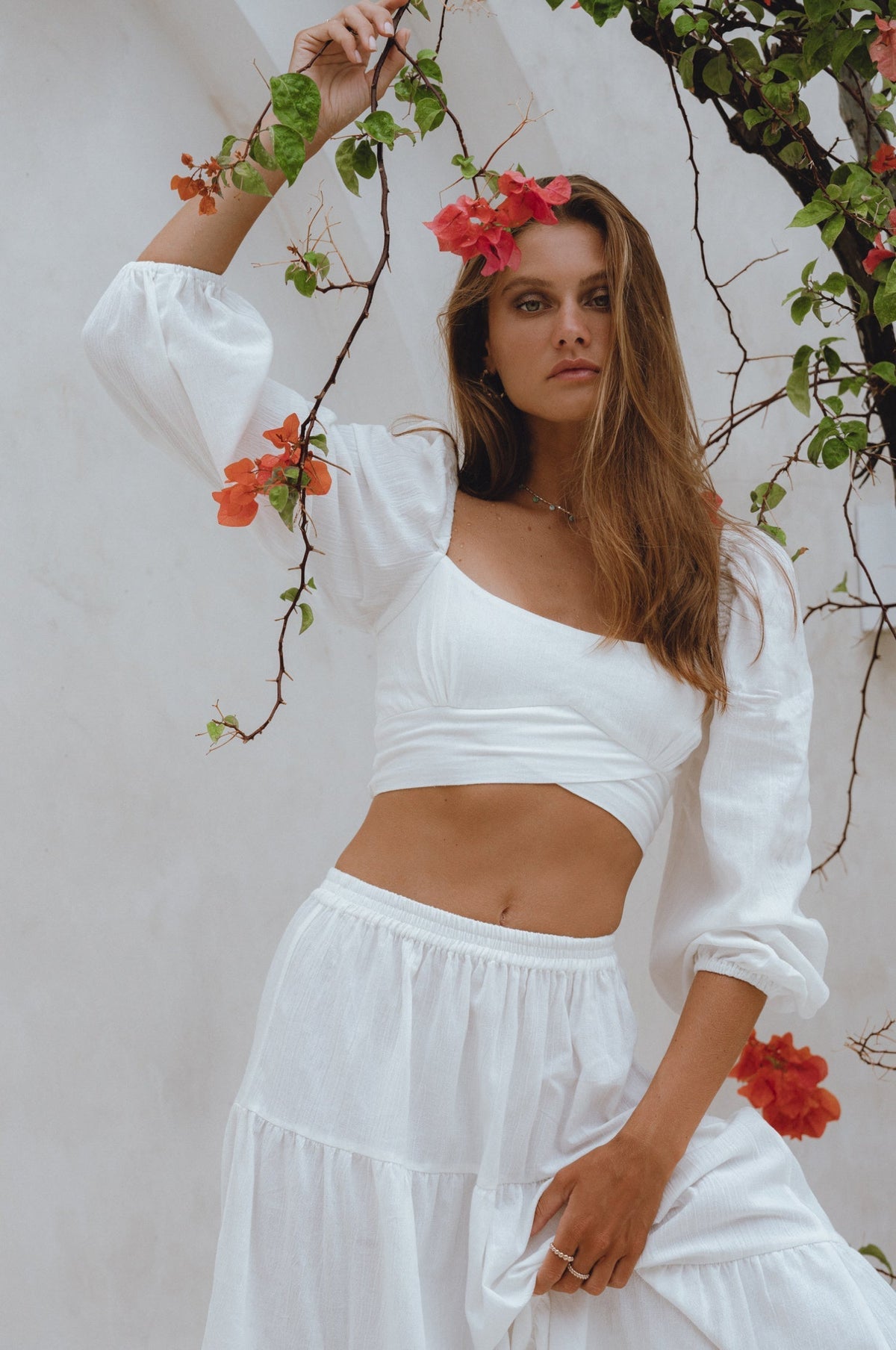 Helsa Long Sleeve Linen Top-3