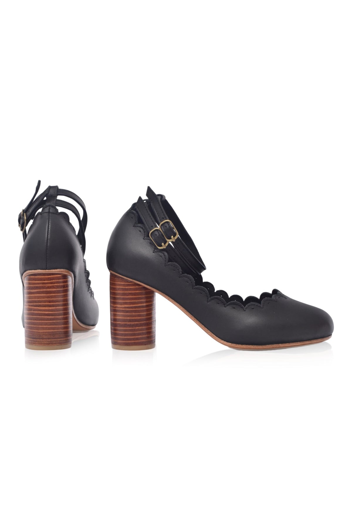 Hermosa Round Heel Leather Pumps-3