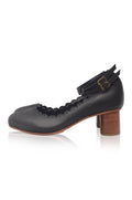 Hermosa Round Heel Leather Pumps 5 cm (Sz. 12.5)-1