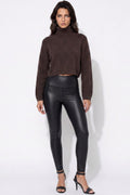 Black High‑Waist Leather‑Look Leggings-0