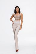 faux leather beige top