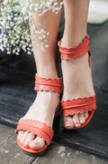 Midsummer Scalloped Leather Sandals-0