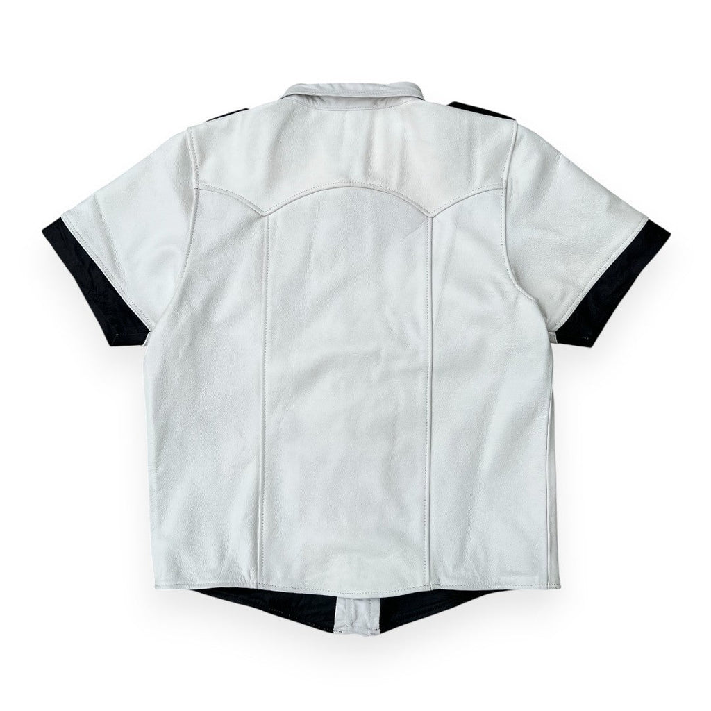 Men’s Police Style White Leather Shirt-4