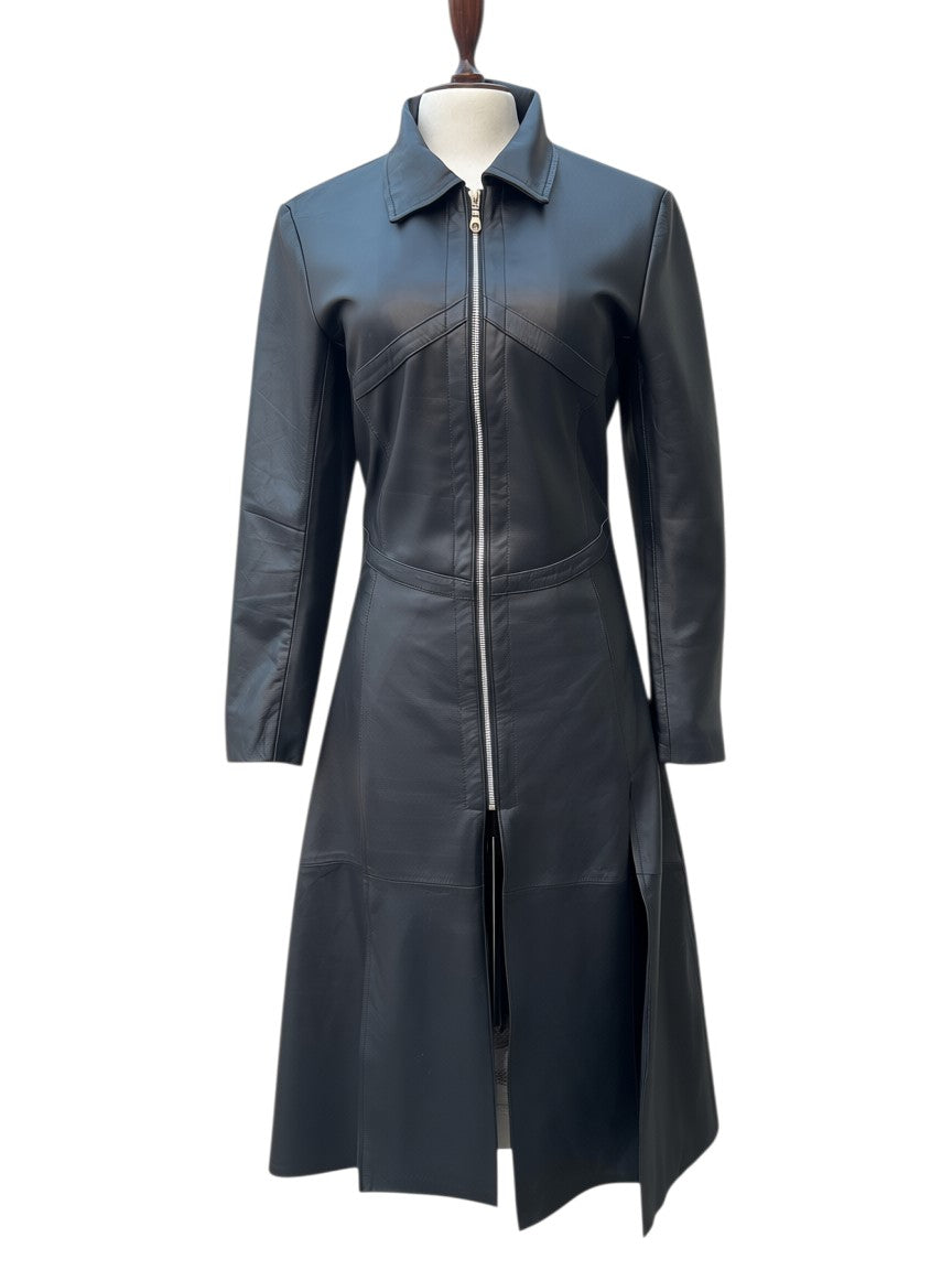 Women’s Matrix Long Length Genuine Leather Coat-2