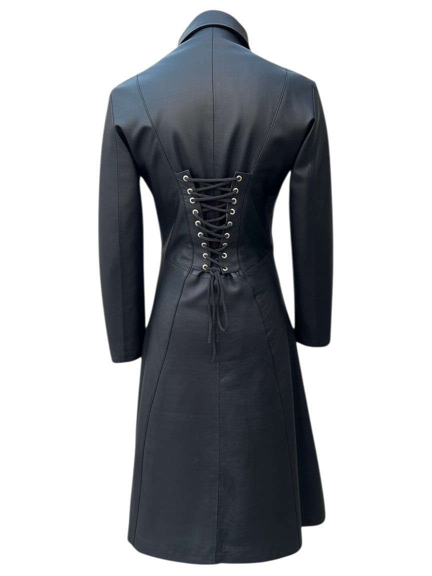 Women’s Matrix Long Length Genuine Leather Coat-3
