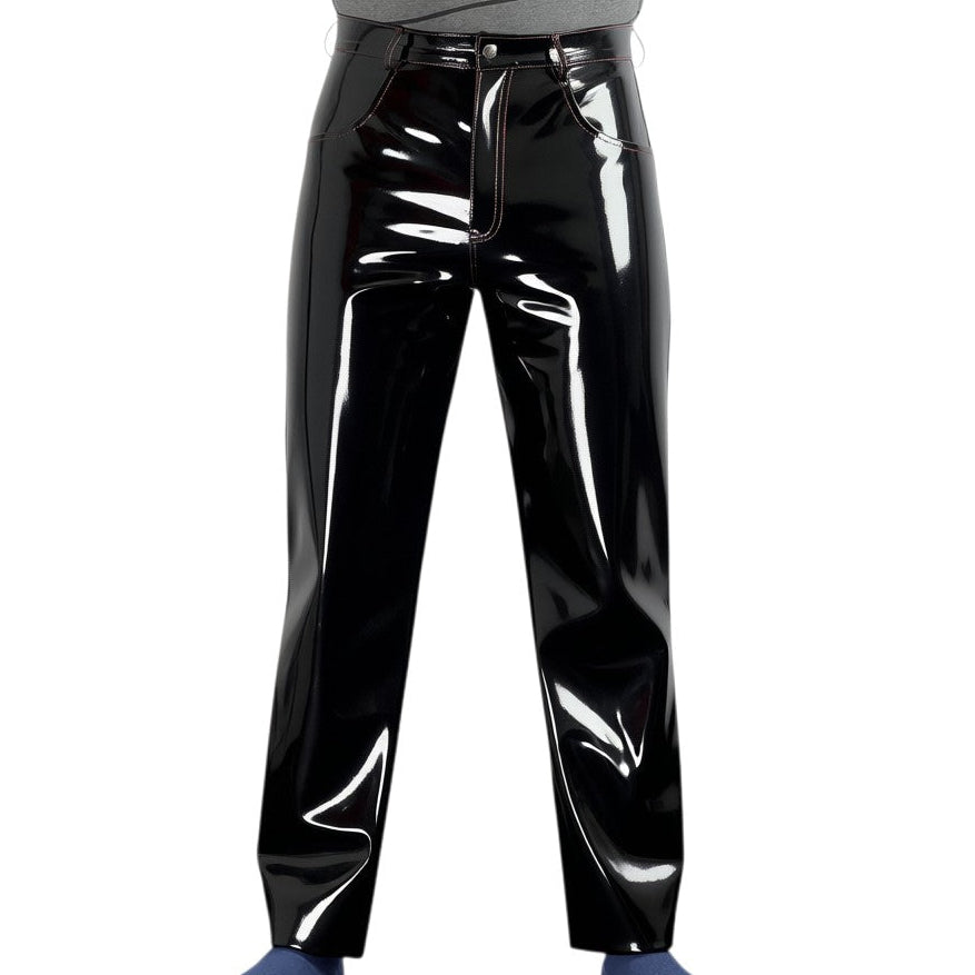 Men’s Black Patent Gothic Trousers-1