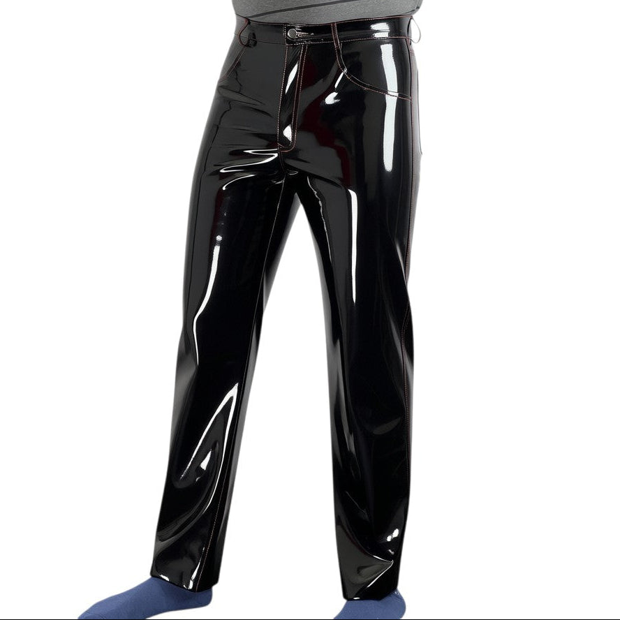 Men’s Black Patent Gothic Trousers-0