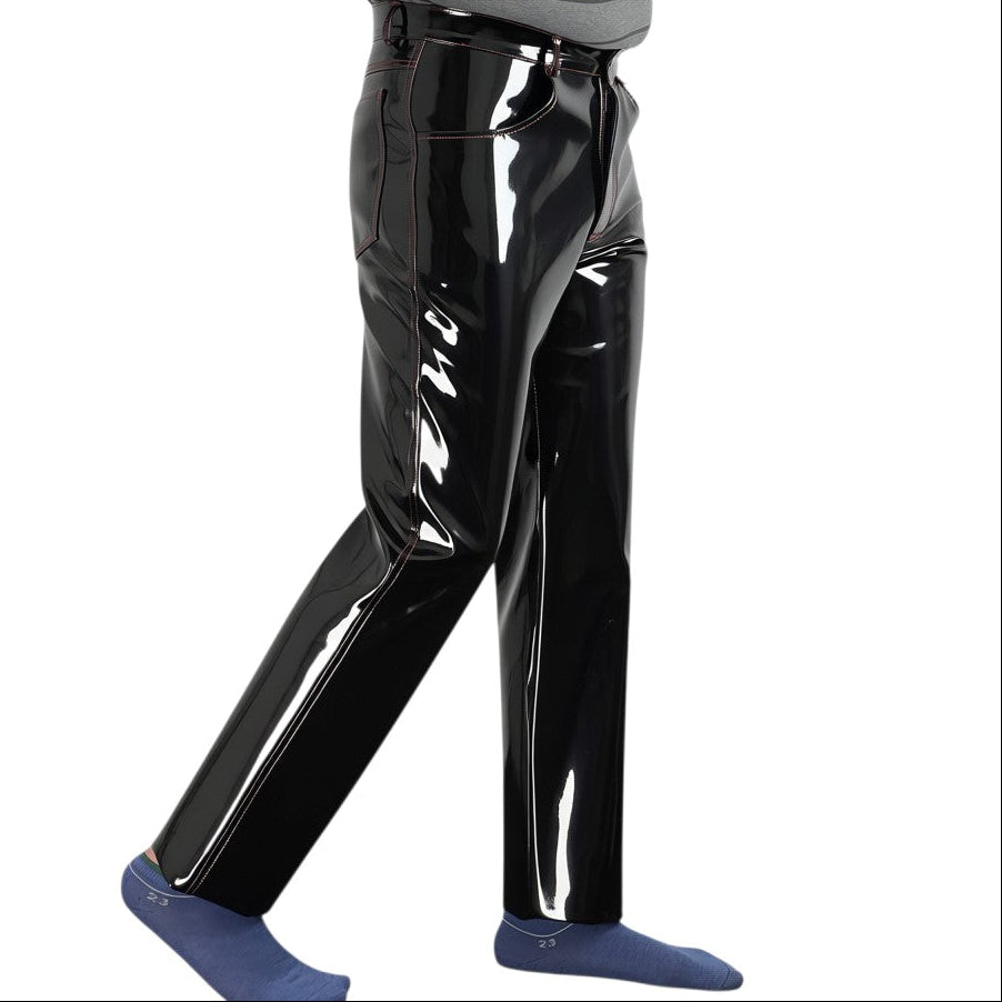 Men’s Black Patent Gothic Trousers-3