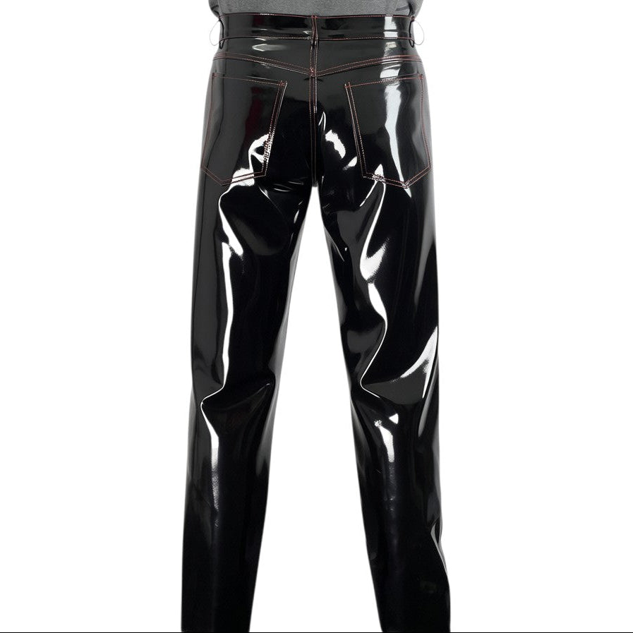 Men’s Black Patent Gothic Trousers-2