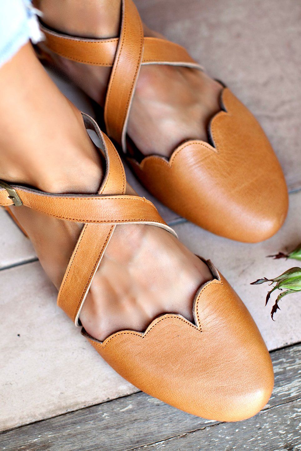 Mangrove Cross-Strap Leather Ballet Flats-0