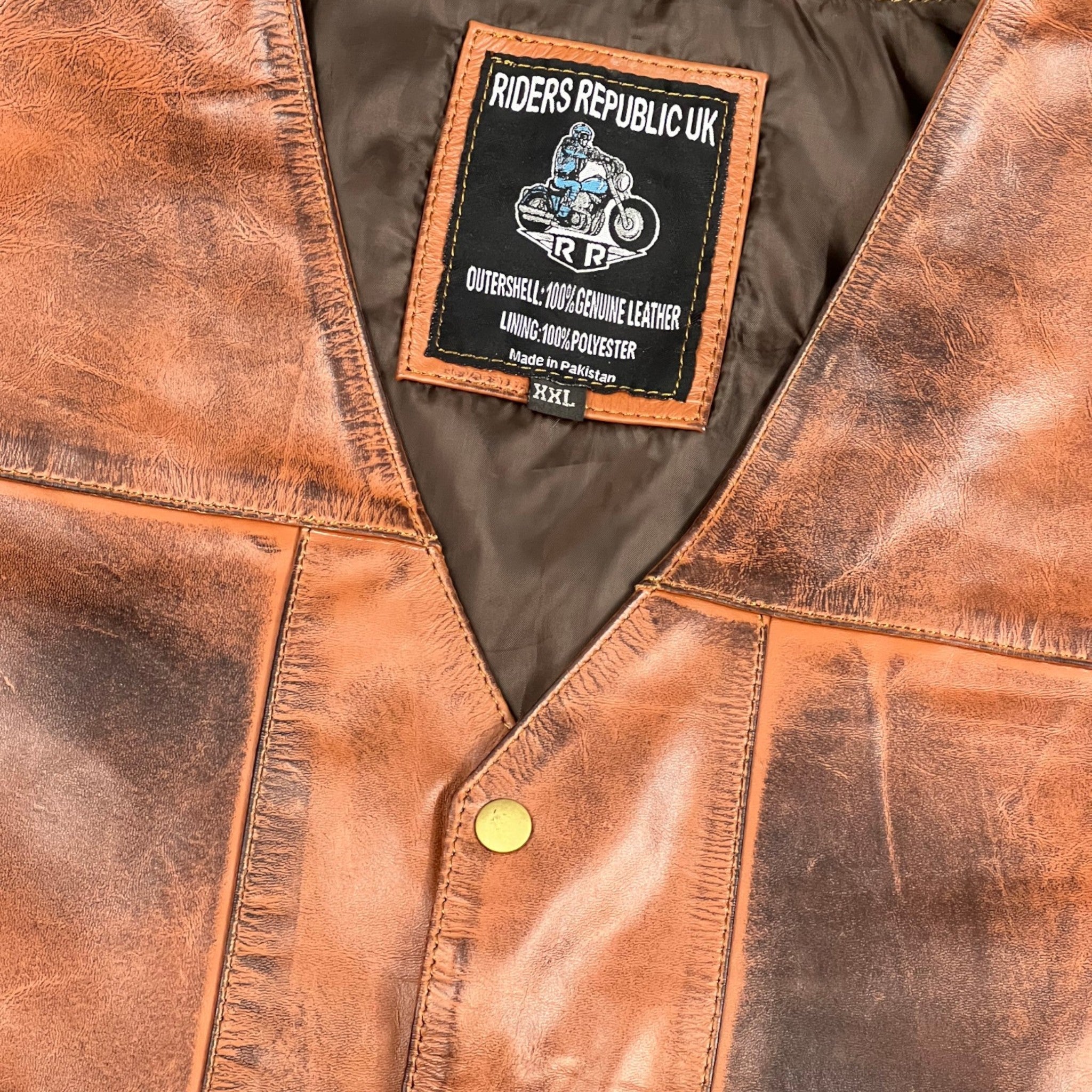 Men’s Waxed Brown Cowhide Fashion Leather Vest-1