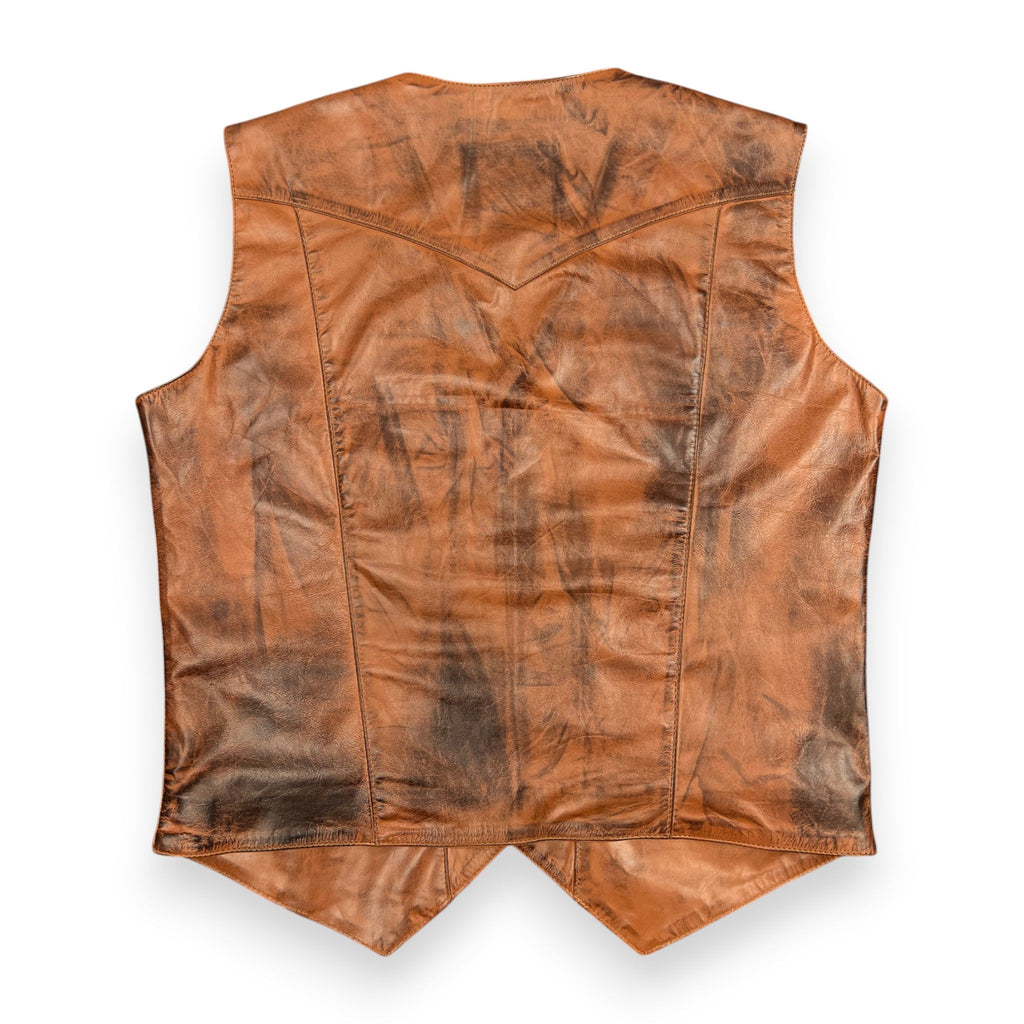 Men’s Waxed Brown Cowhide Fashion Leather Vest-2