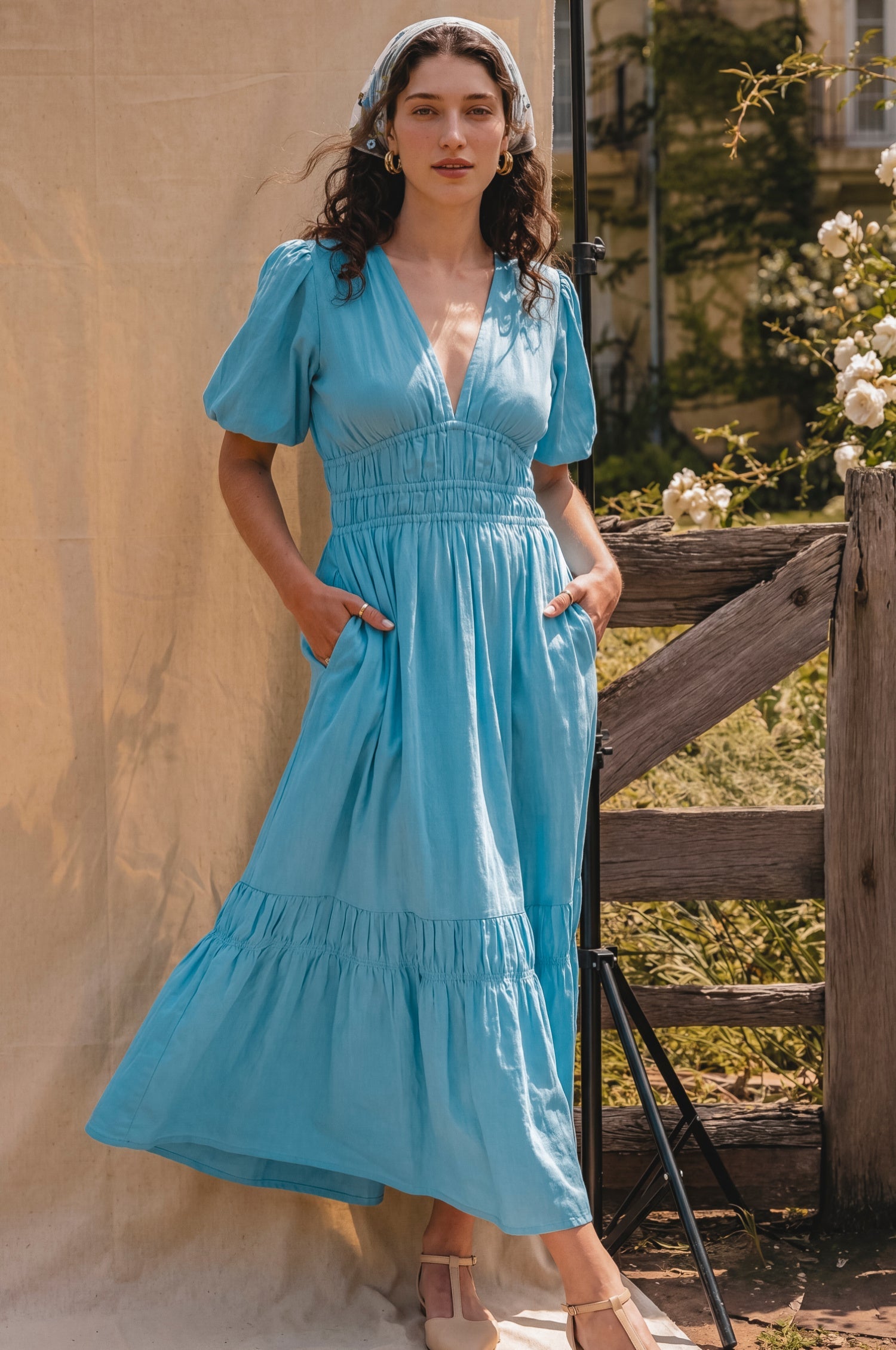 Ida Linen Midi Dress-0