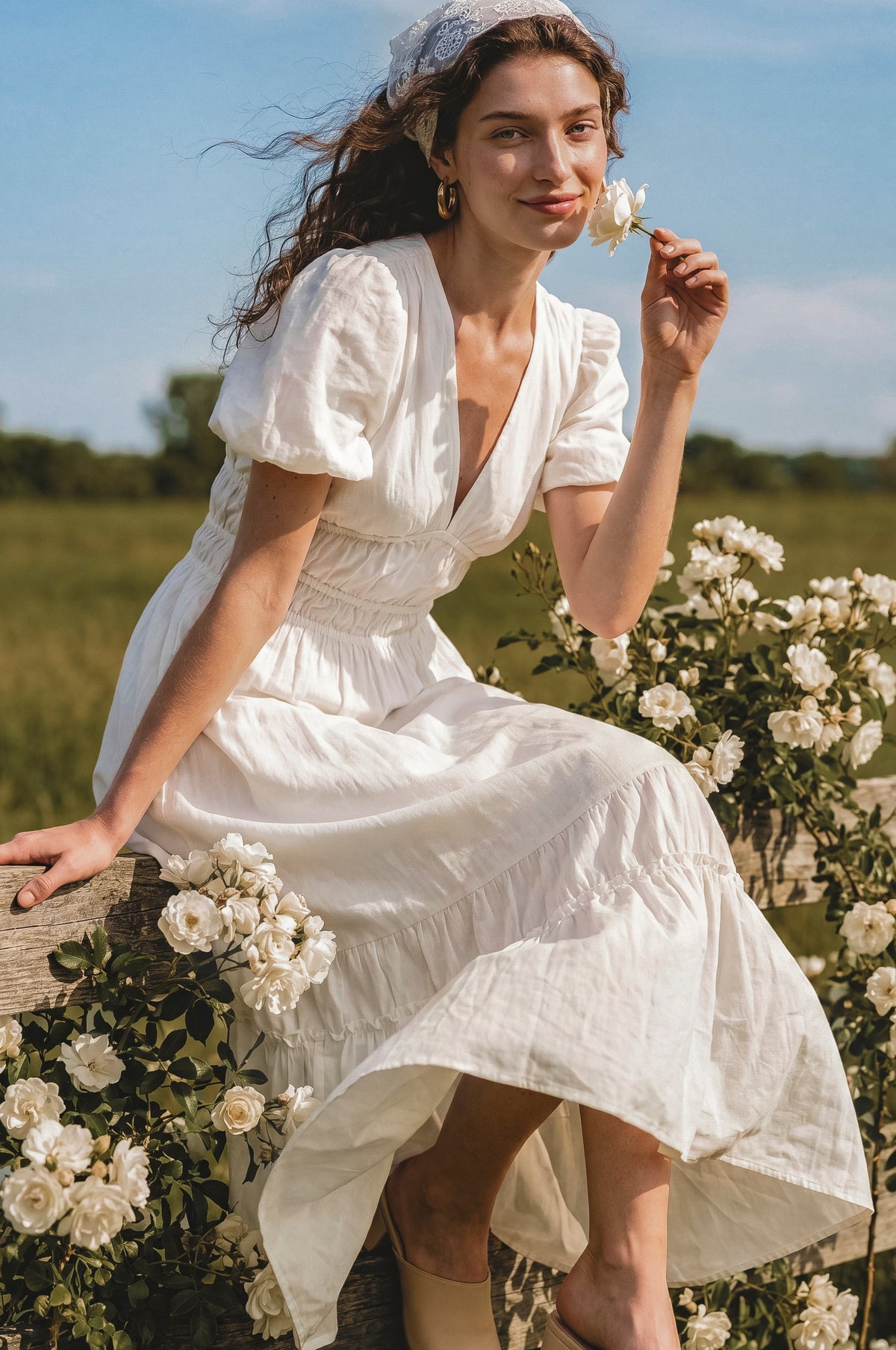 Ida Linen Midi Dress-0
