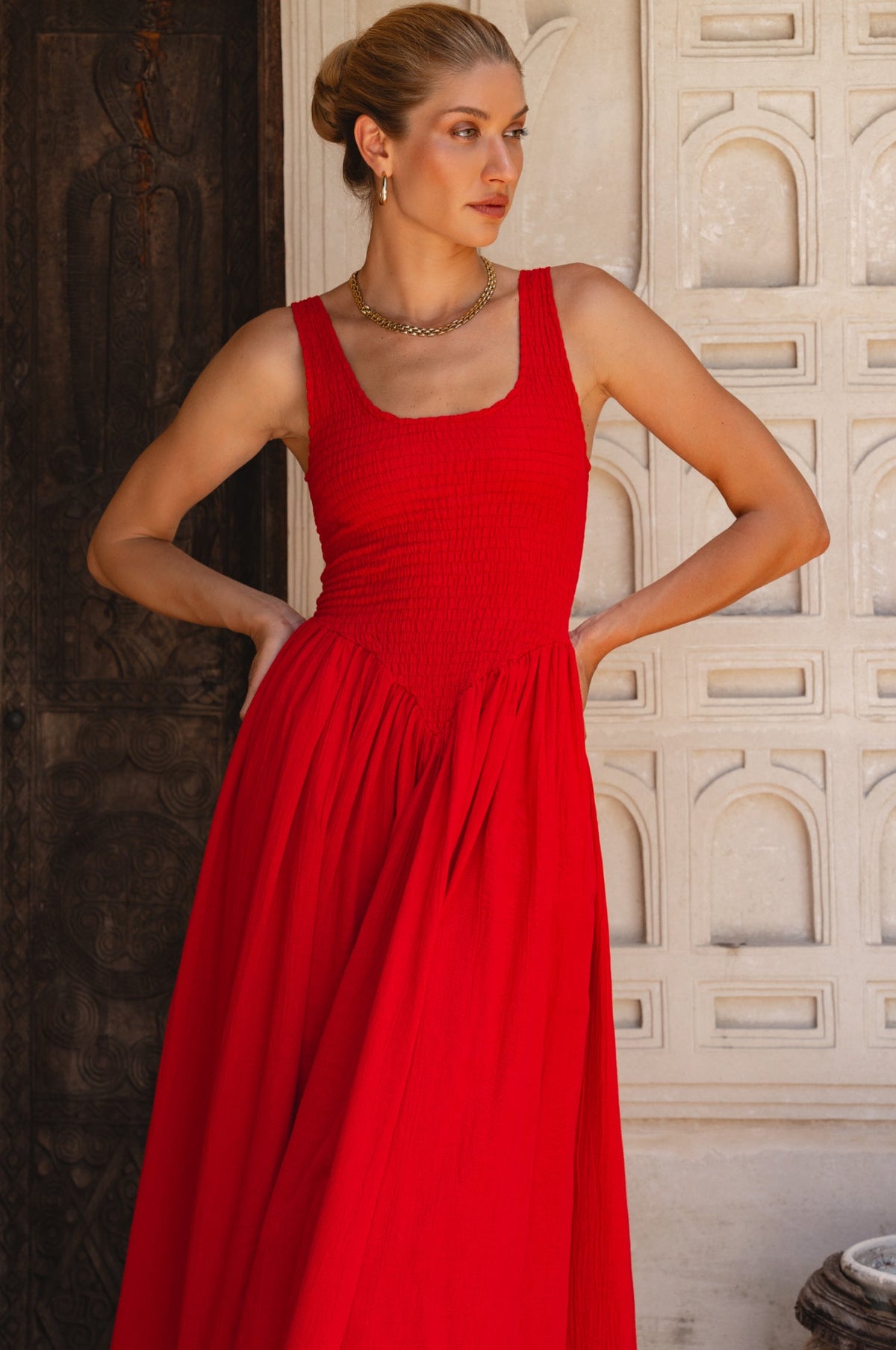 Indira Smocked Midi Dress-2