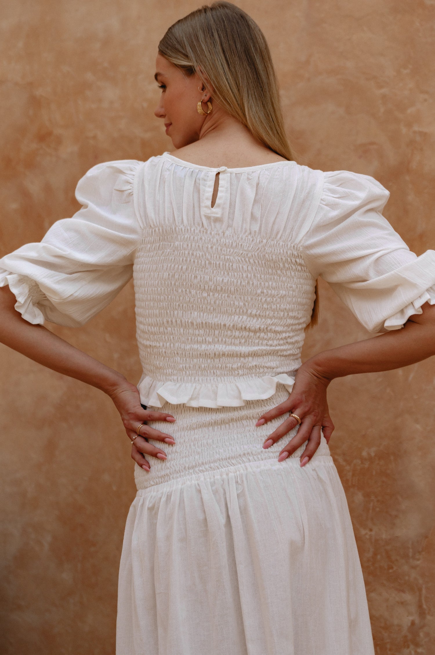 Jaffa Smocked Linen Top-3