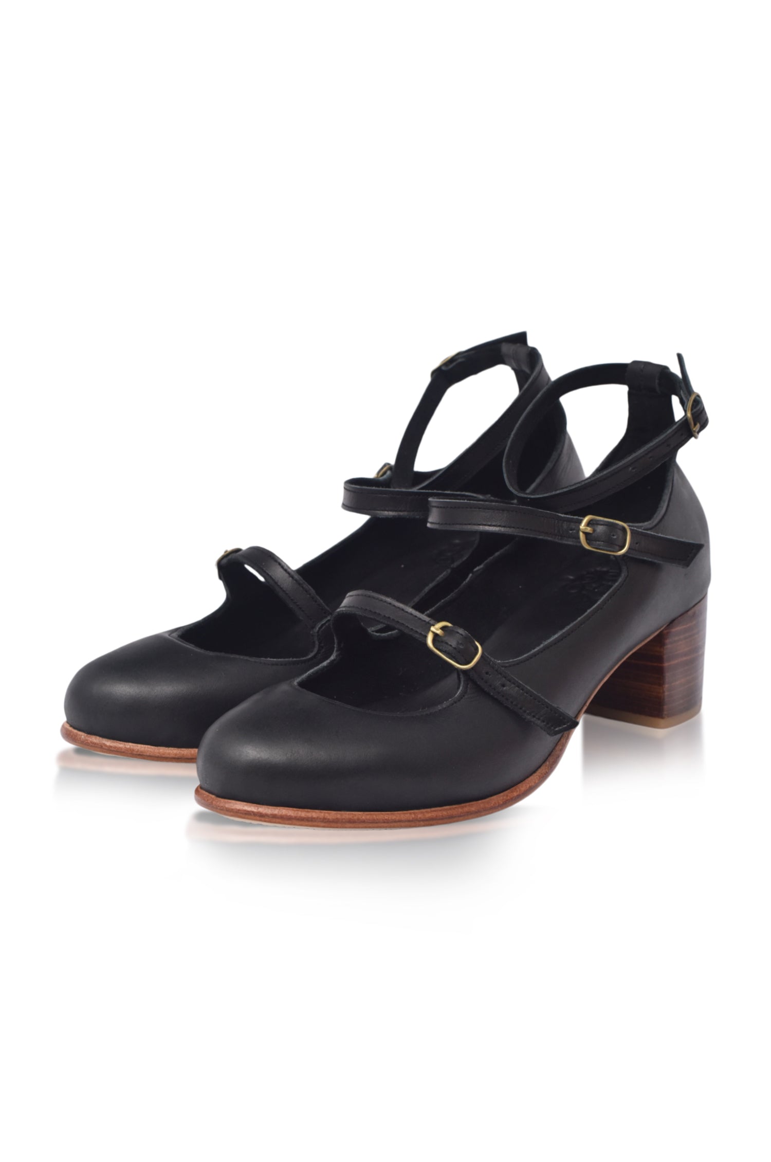Jardin Block Heel Leather Pumps-3