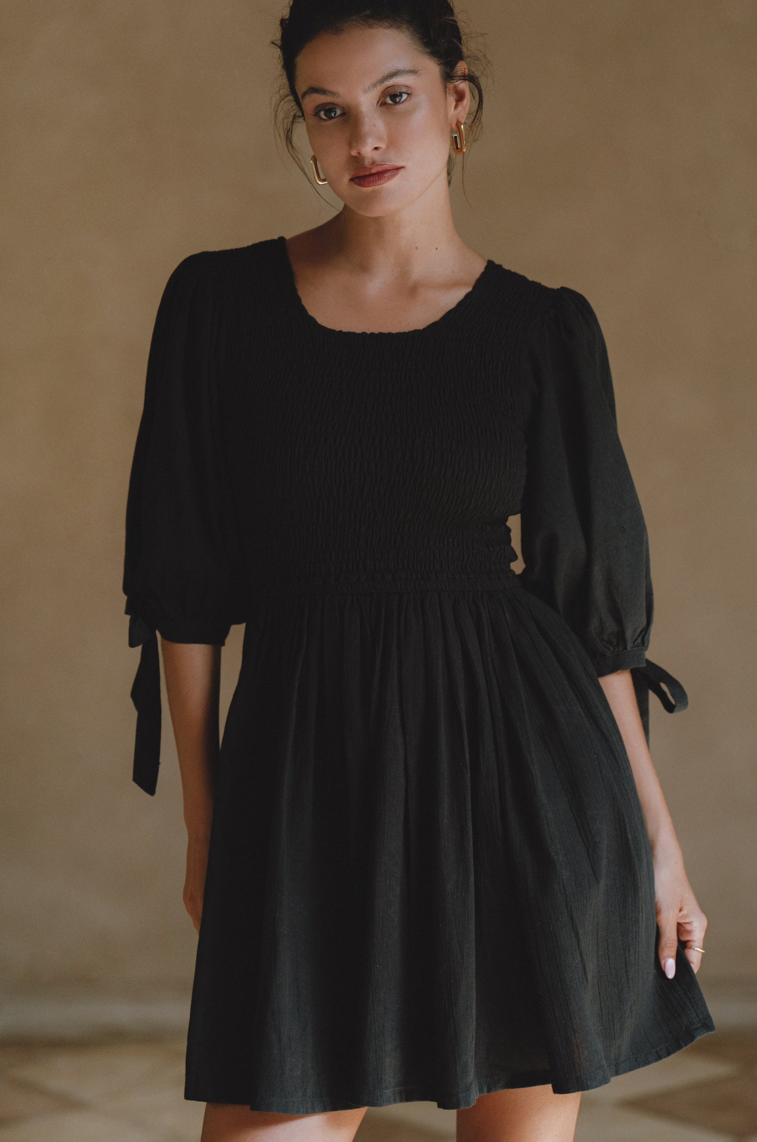 Jolie Puff Sleeve Linen Mini Dress-4