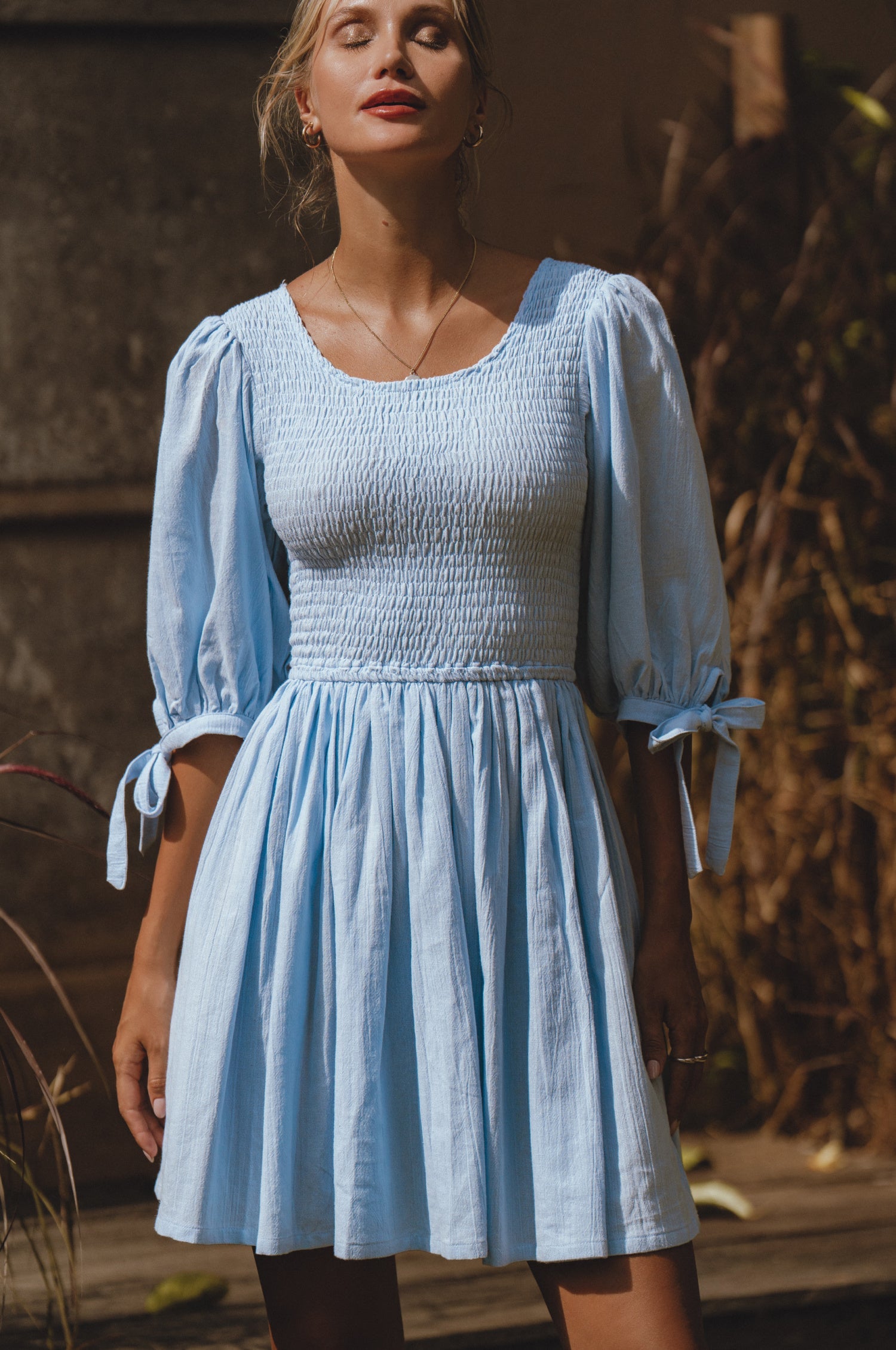 Jolie Puff Sleeve Linen Mini Dress-5