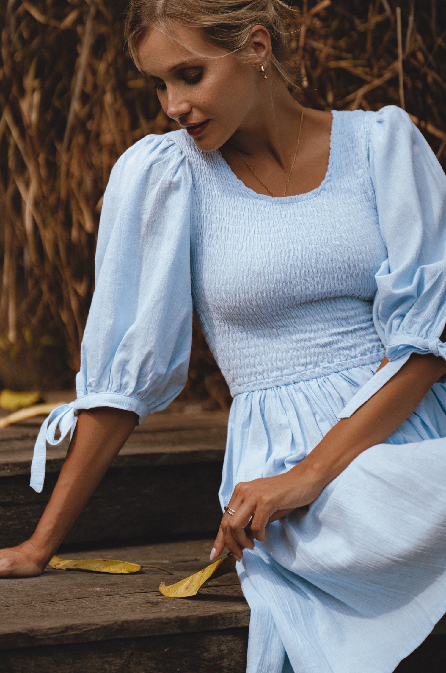 Jolie Puff Sleeve Linen Mini Dress-3