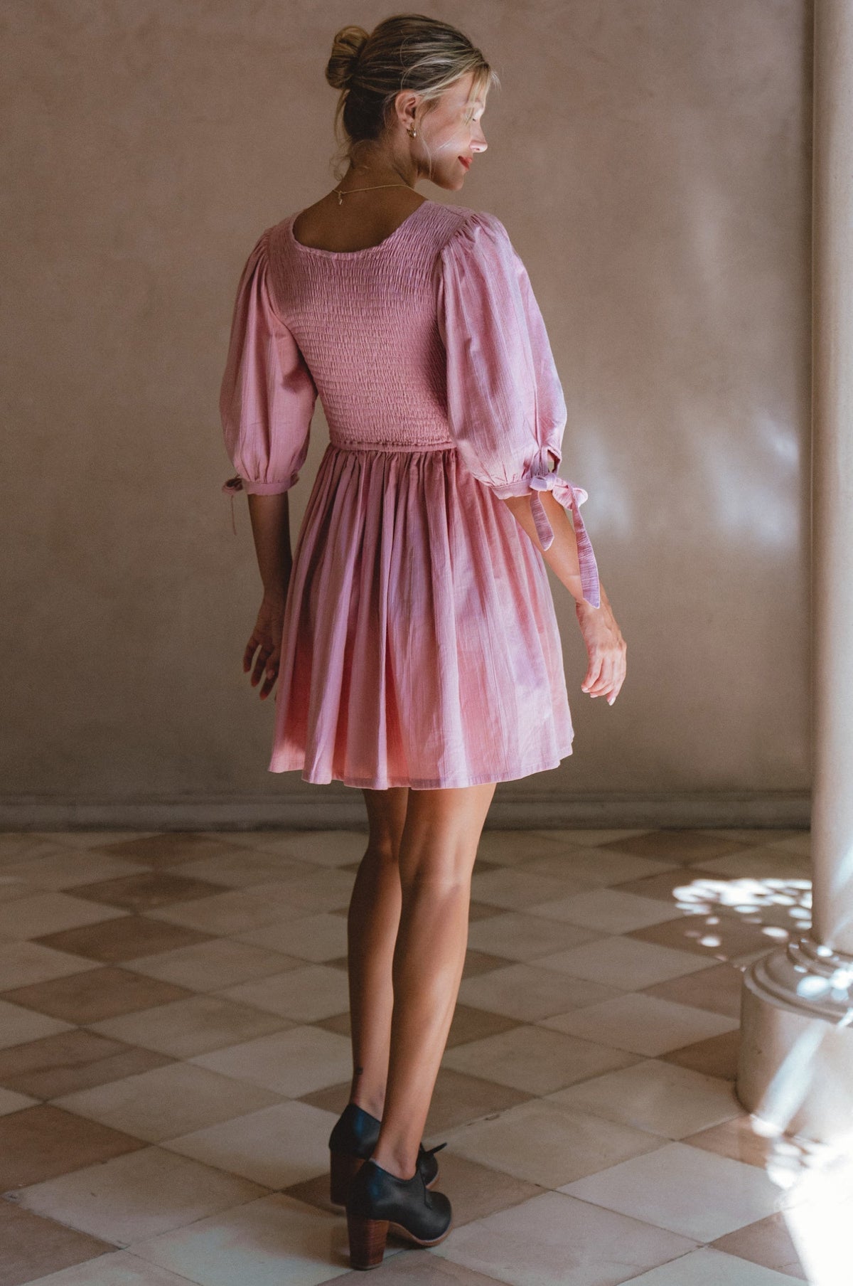 Jolie Puff Sleeve Linen Mini Dress-4