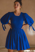 Jolie Puff Sleeve Linen Mini Dress-0