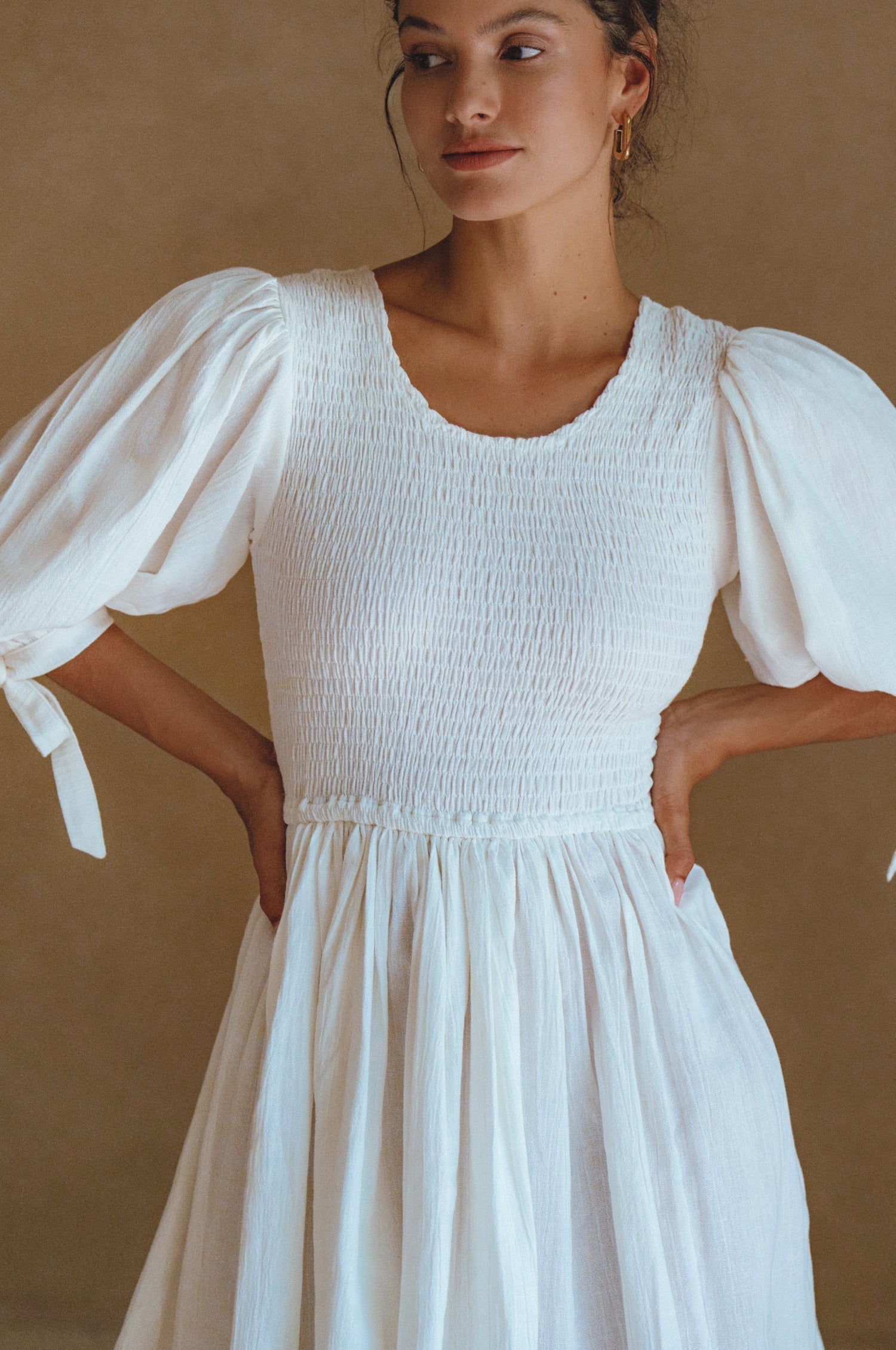 Jolie Puff Sleeve Linen Mini Dress-3