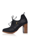 Josephine Lace-Up Leather Heel Booties-1