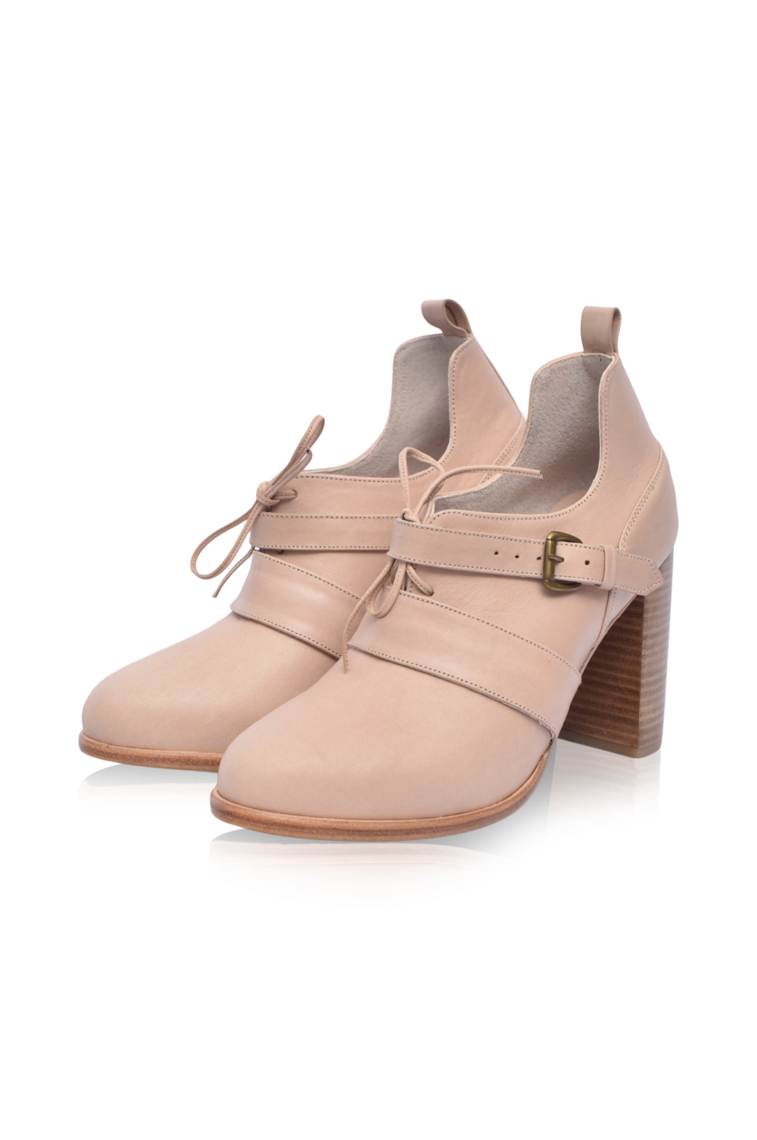 Josephine Lace-Up Leather Heel Booties-6