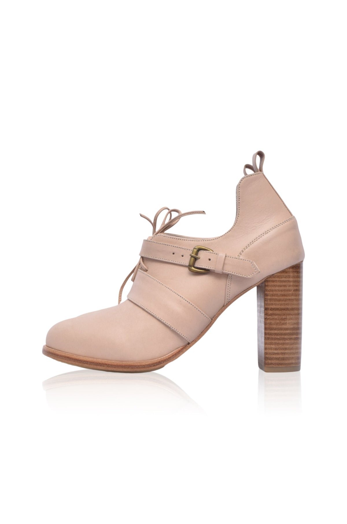 Josephine Lace-Up Leather Heel Booties-2