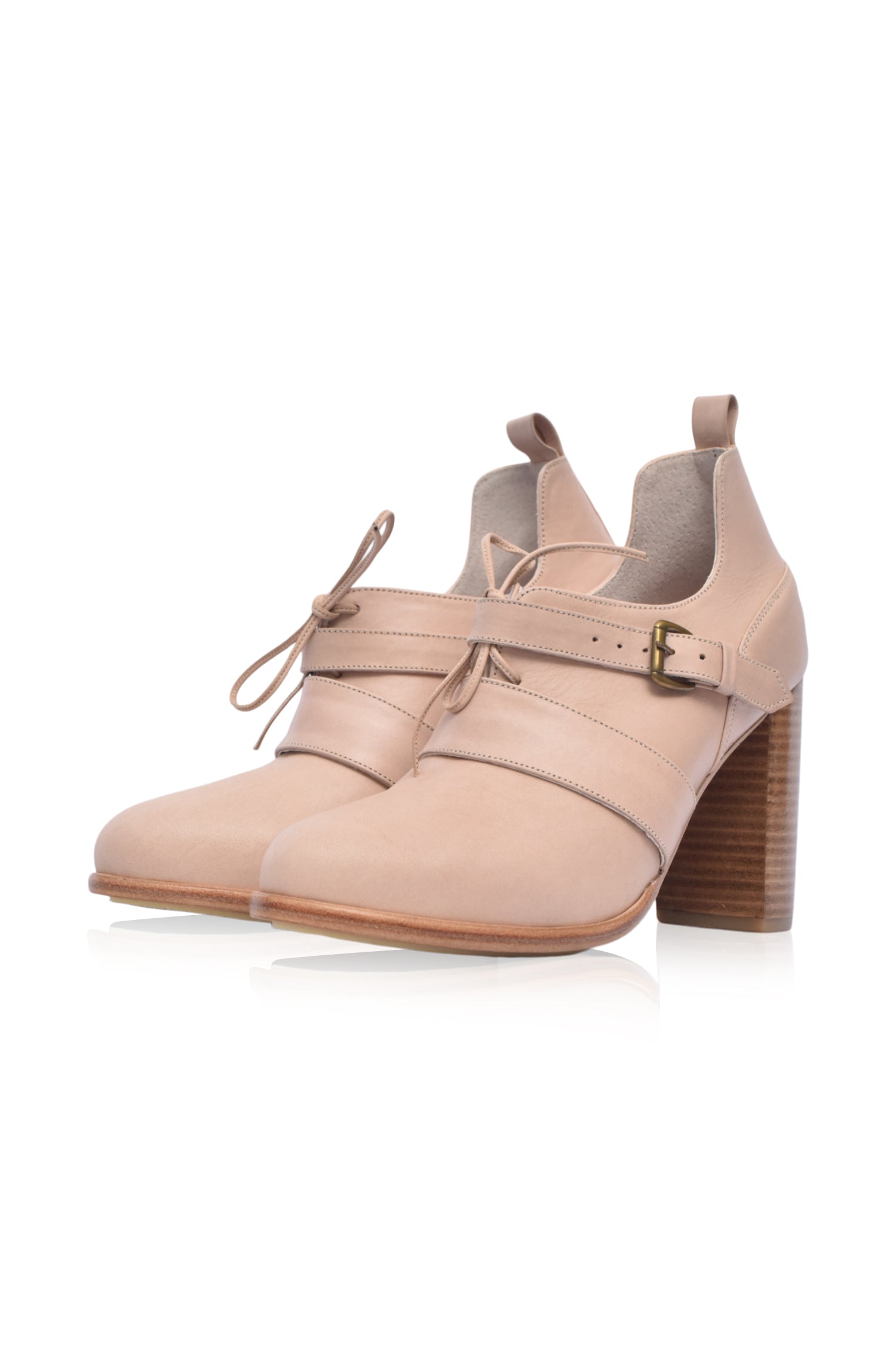 Josephine Lace-Up Leather Heel Booties-3