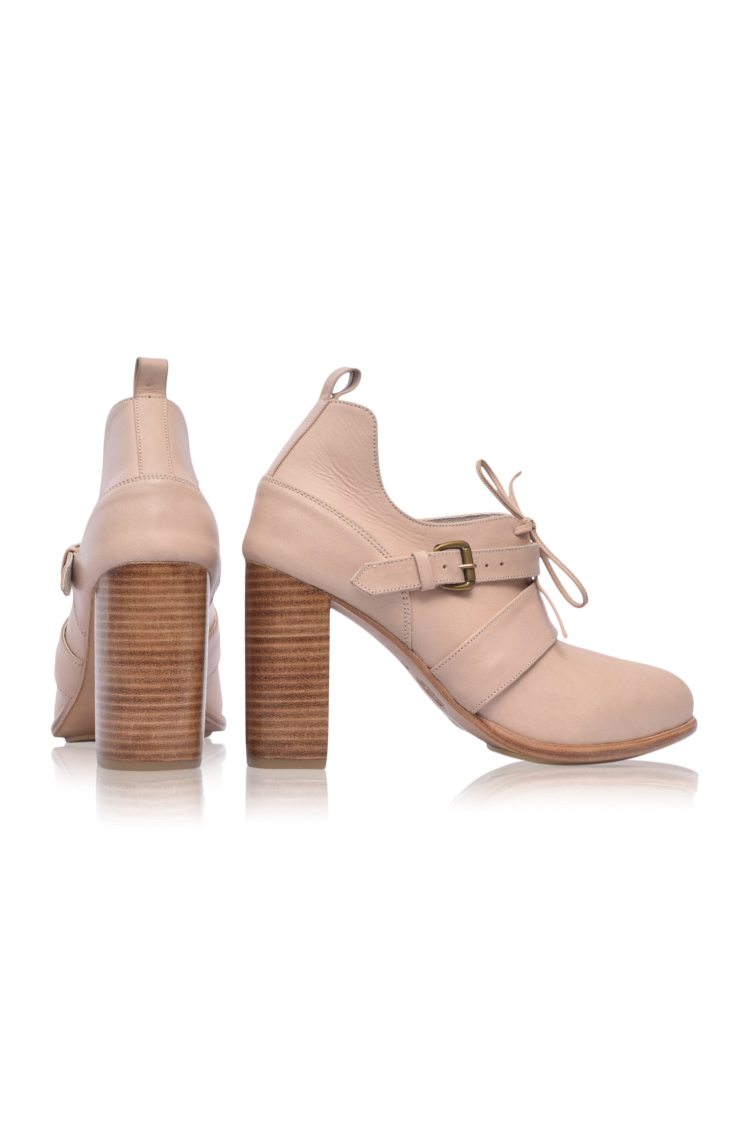 Josephine Lace-Up Leather Heel Booties-4