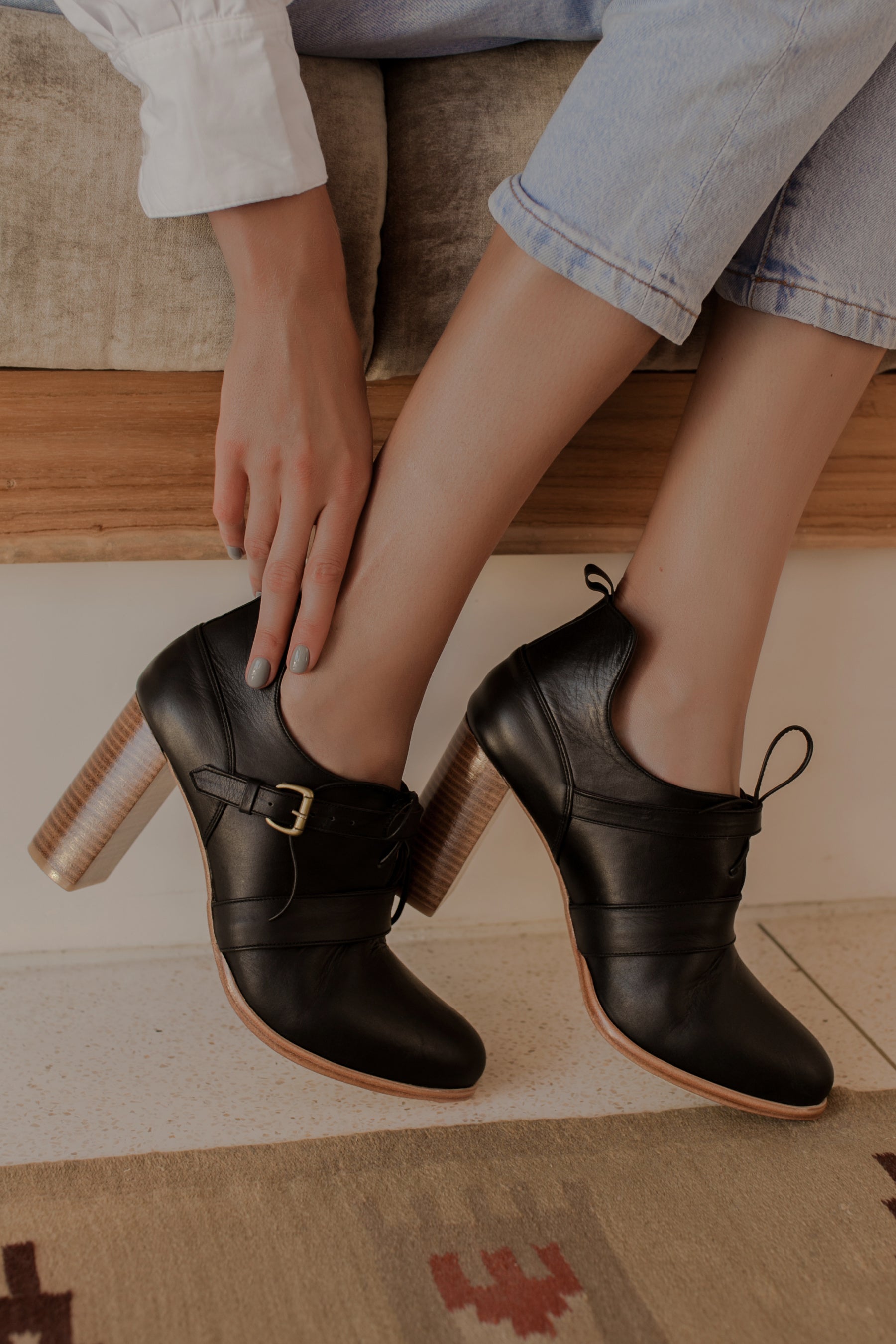 Josephine Lace-Up Leather Heel Booties-0