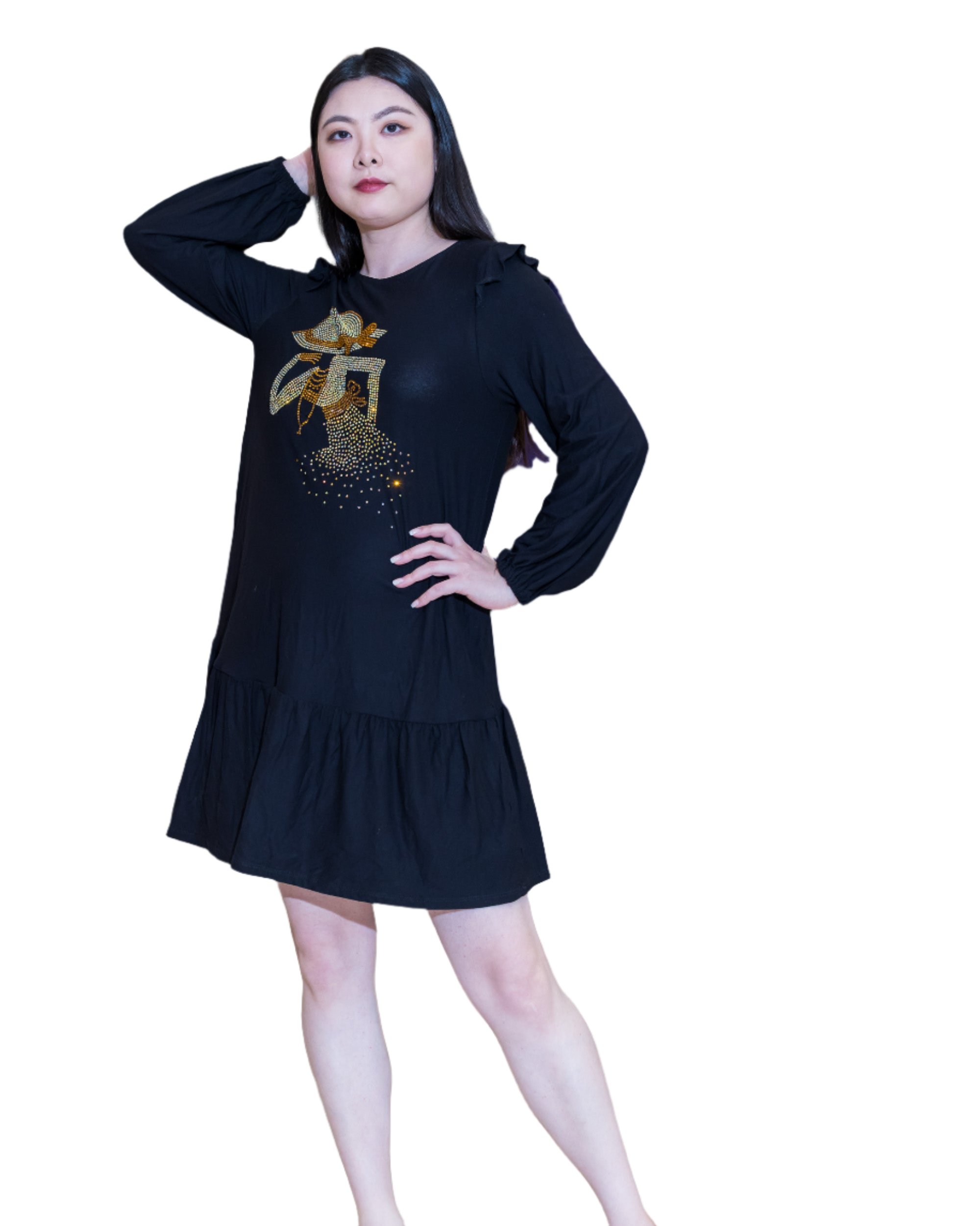 African Fashion Ankara Blinged Stylish Gown- Black-1