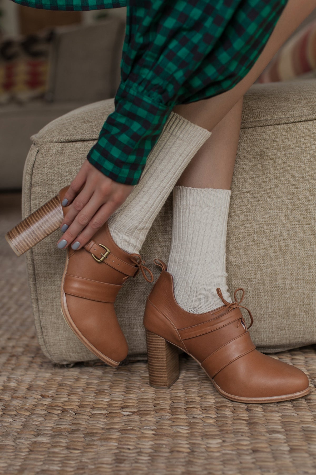 Josephine Lace-Up Leather Heel Booties-0